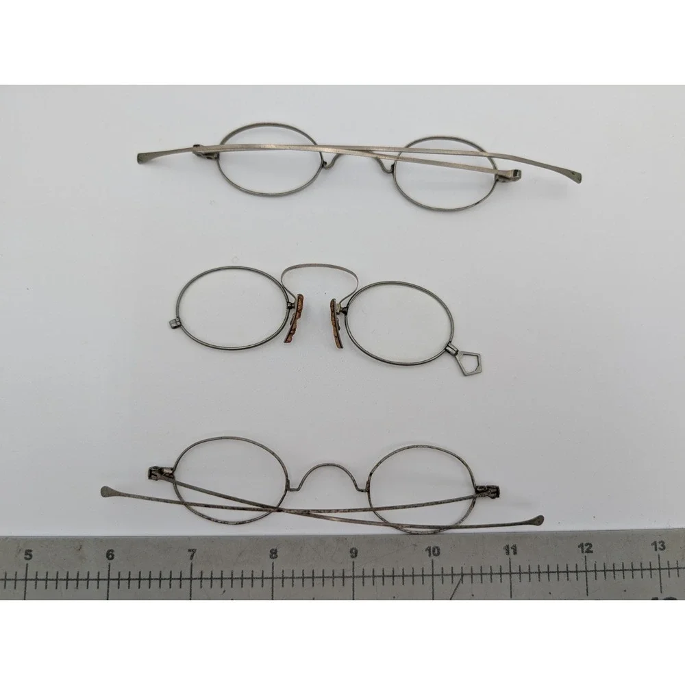 Vintage Metal Wire Rim Round Glasses Nose Rest‎ Bridge Lot of 3